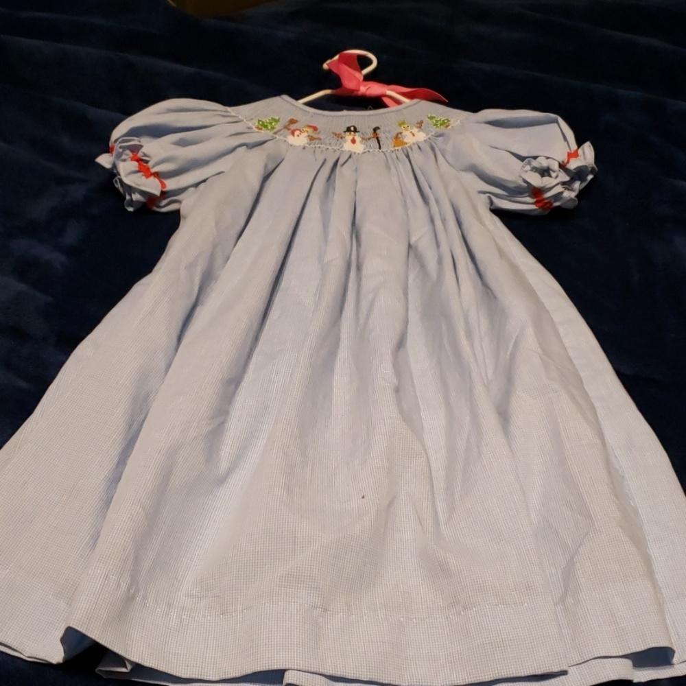 Mom & Me Blue and White Smock Dress